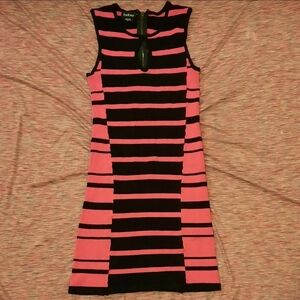 Bebe Vibrant Pink and Black Mini Dress